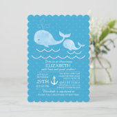 Nautical Whale Boys Baby shower Invitation Kaart (Staand voorkant)
