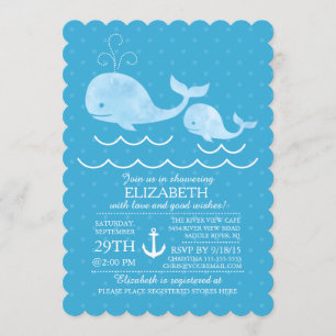 Nautical Whale Boys Baby shower Invitation Kaart
