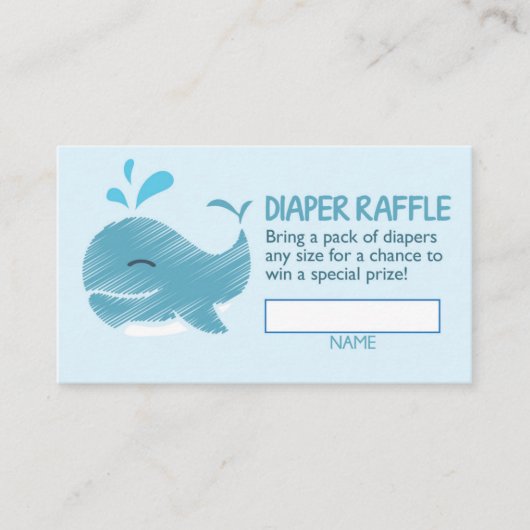 Nautical Whale Diaper Raffle Ticket (jongen) Informatiekaartje (Voorkant)