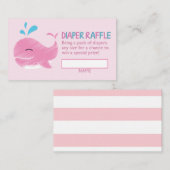 Nautical Whale Diaper Raffle Ticket (meisje) Informatiekaartje (Voorkant / Achterkant)