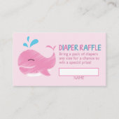 Nautical Whale Diaper Raffle Ticket (meisje) Informatiekaartje (Voorkant)