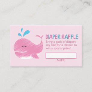 Nautical Whale Diaper Raffle Ticket (meisje) Informatiekaartje