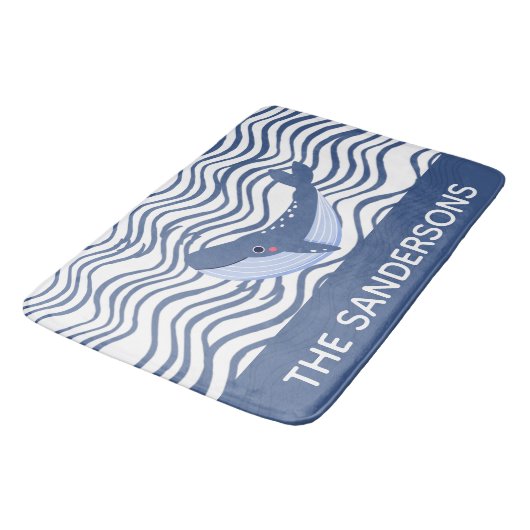 Nautical Whale Grey Blue Keukentapijt of Bath Mat (Gekanteld)