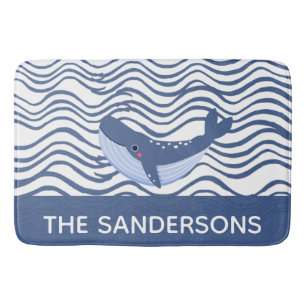 Nautical Whale Grey Blue Keukentapijt of Bath Mat