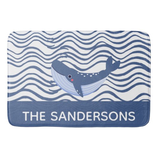 Nautical Whale Grey Blue Keukentapijt of Bath Mat (Voorkant)