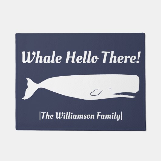 Nautical Whale Hallo Daar marine - Gepersonaliseer Deurmat (Voorkant)
