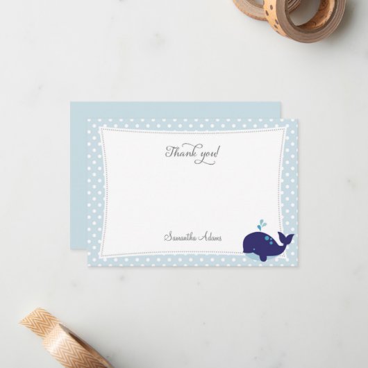 Nautical Whale Hartelijk dank Notitiekaartje (Voorkant / Achterkant in situ)