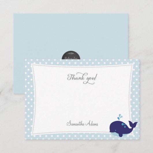 Nautical Whale Hartelijk dank Notitiekaartje (Voorkant / Achterkant)