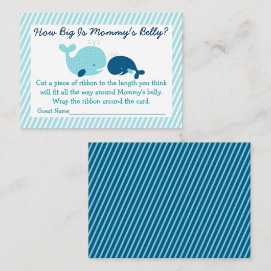 Nautical Whale Hoe groot is mama's Belly Game Informatiekaartje (Voorkant / Achterkant)