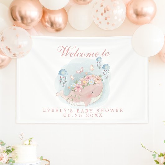 Nautical Whale Jellyfish Girl Baby shower Welkom Spandoek