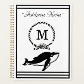 Nautical Whale Monogram Elegant Black White Planner (Voorkant)