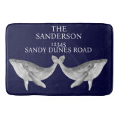 Nautical Whale Navy Grijs Blauw en Wit Badmat (Voorkant)