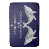 Nautical Whale Navy Grijs Blauw en Wit Badmat (Voorkant Verticaal)