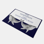 Nautical Whale Navy Grijs Blauw en Wit Deurmat (Schuin)