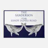 Nautical Whale Navy Grijs Blauw en Wit Deurmat (Voorkant)