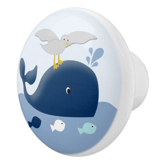 Nautical Whale Nursery Drawer Pull Knob Keramische Knop (Rechts)