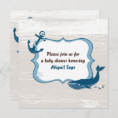 Nautical Whale Ocean Baby shower Invitation - Jong Kaart (Voorkant / Achterkant)