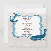 Nautical Whale Ocean Baby shower Invitation - Jong Kaart (Achterkant)