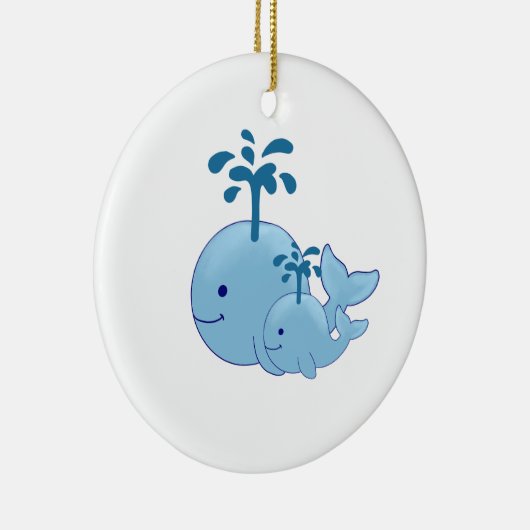 Nautical Whale Ornament, Cute Mam/Baby Whale Keramisch Ornament (Rechts)