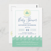 Nautical Whale Pastel Baby shower Uitnodiging (Voorkant / Achterkant)