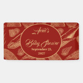 Nautical Whale Red Baby shower Spandoek (Horizontaal)