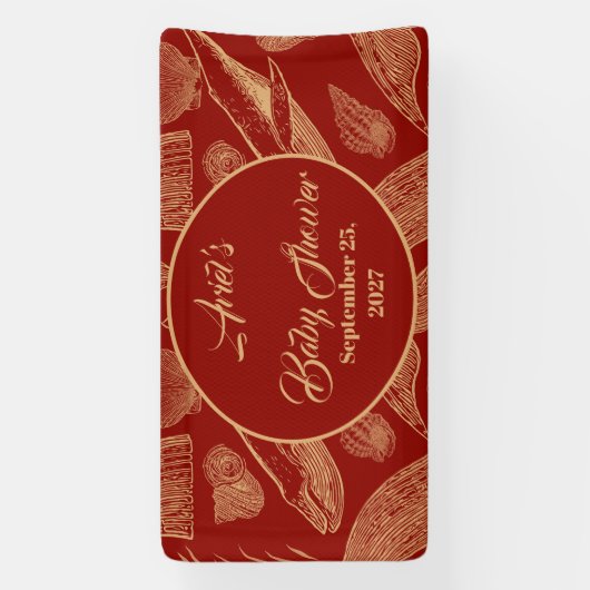 Nautical Whale Red Baby shower Spandoek (Verticaal)