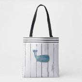Nautical Whale Shiplap Beach Tote Bag (Voorkant)