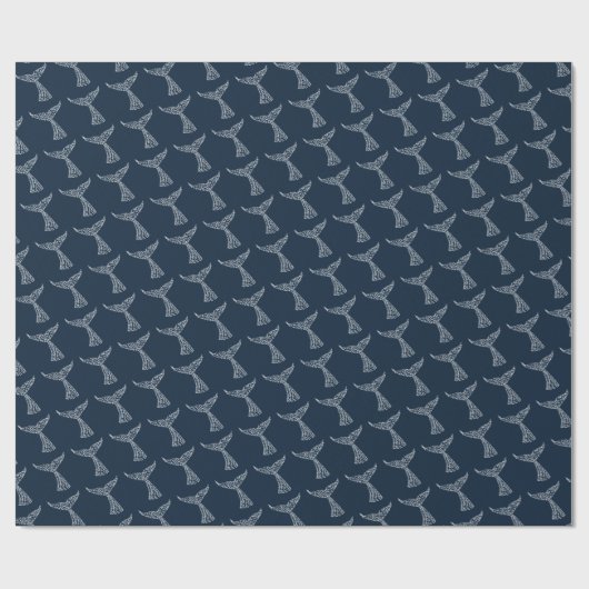 Nautical Whale Tail Line Art Cadeaupapier (Vlak)