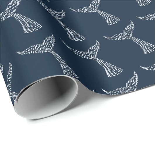 Nautical Whale Tail Line Art Cadeaupapier (Rol Hoek)