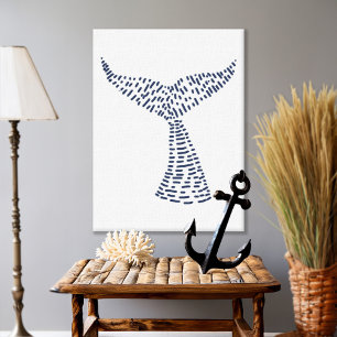 Nautical Whale Tail Line Art Canvas Afdruk
