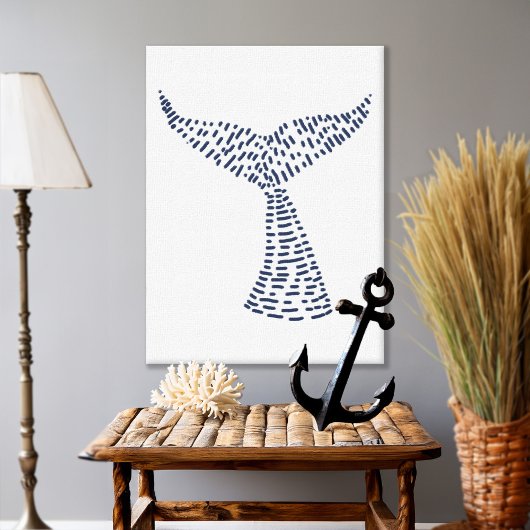 Nautical Whale Tail Line Art Canvas Afdruk