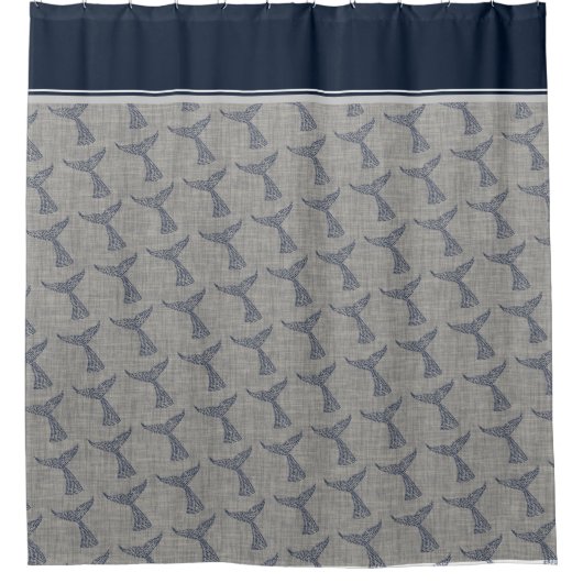 Nautical Whale Tail Line Art Douchegordijn (Voorkant)