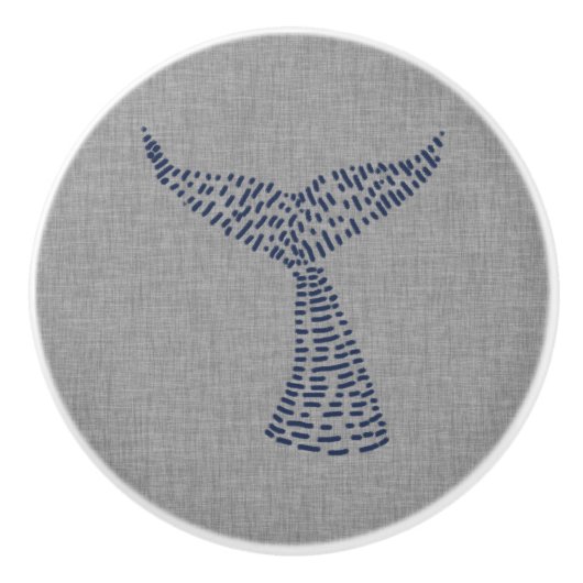 Nautical Whale Tail Line Art Keramische Knop (Voorkant)