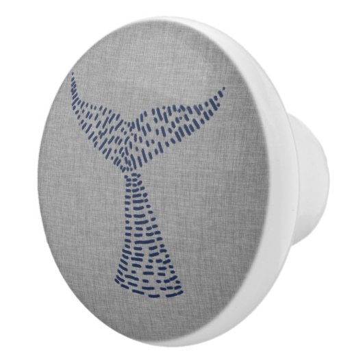 Nautical Whale Tail Line Art Keramische Knop (Rechts)