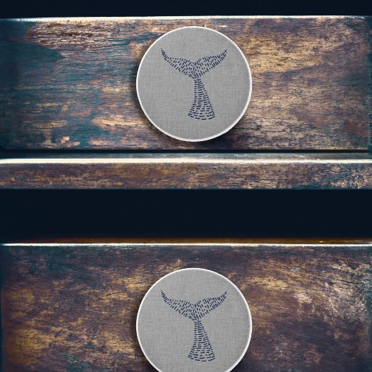 Nautical Whale Tail Line Art Keramische Knop