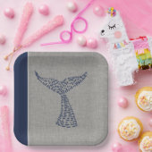 Nautical Whale Tail Line Art Papieren Bordje (Feest)