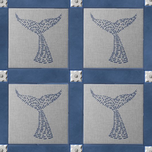 Nautical Whale Tail Line Art Tegeltje