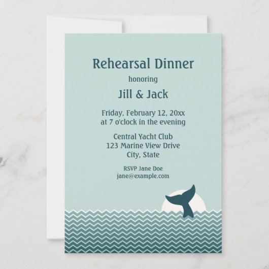 Nautical Whale Tail Rehearsal Dinner Invites Kaart (Voorkant)