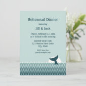 Nautical Whale Tail Rehearsal Dinner Invites Kaart (Staand voorkant)