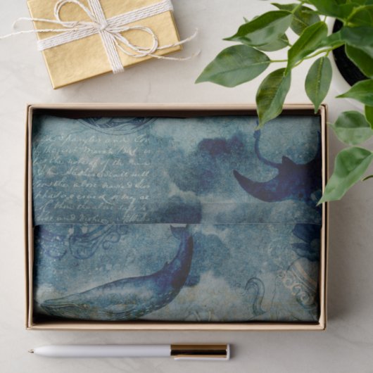  Nautical Whale Tissue Paper Tissuepapier (Geschenk)
