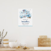 Nautical Whale under the Zee Baby shower Welcome Poster (Keuken)