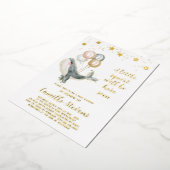 Nautical Whale Waterverf Baby shower Girl Folie Uitnodiging (Gedraaid)