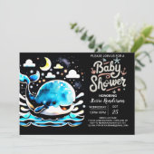 Nautical Whale Waterverf Boy Baby shower Kaart (Staand voorkant)