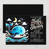 Nautical Whale Waterverf Boy Baby shower Kaart (Voorkant / Achterkant)