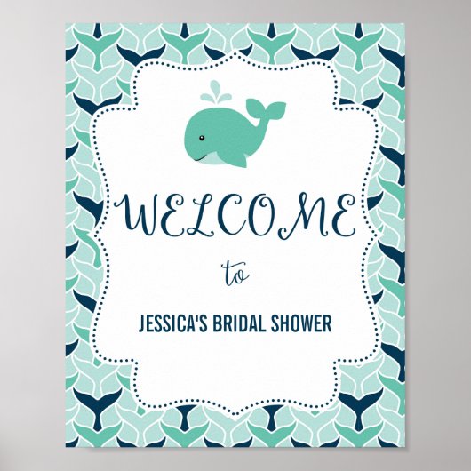 Nautical Whale Welcome Poster Print (Voorkant)