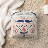 Nautical Whales Boy Nursery Baby Geboorte Stat Kussen (Deken)