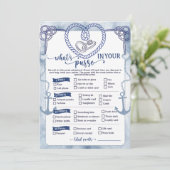 Nautical What in Your Purse Game Bridal Shower Kaart (Staand voorkant)