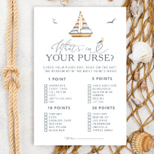 Nautical Whats in uw tas Baby shower spel