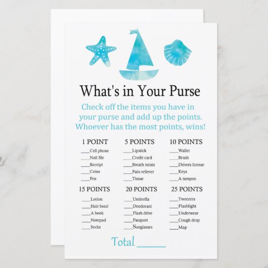 Nautical What's in your purse game (Voorkant / Achterkant)