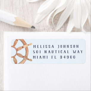 Nautical Wheel Aangepast Blauwgroen Retouradres Etiket
